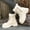 #216-White, variant on Women's Winter Lined Ankle Boots – Warm Short Shaft Round Toe with Front Lace-Up and Side Zipper Low Block Heel Casual Shoes
