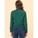 thumbnail image 4 of Chaqueta corta de motociclista Allegra K Piel sintética asimétrica con cremallera frontal mujer lago verde M, 4 of 6