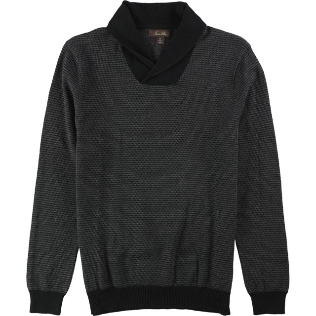 Tasso Elba suéter de punto de punto de arroz para hombre, negro, mediano