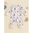 thumbnail image 4 of Suealasg Western Baby Girls Fall Jumpsuit 3 6 12 18 24 Months Infant Girls Long Sleeve Cattle Head Cow Cactus Print Zipped Romper Bodysuits Newborn Autumn Country Coming Home Clothes, 4 of 7