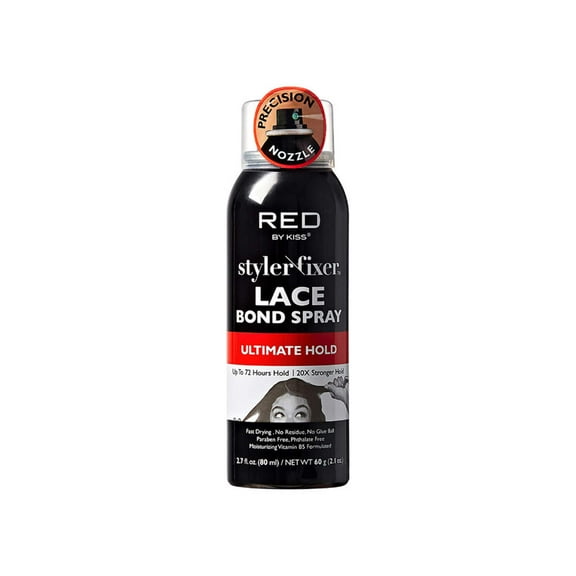 Red by Kiss Lace Bond Hold Spray Styler Fixer – The Ultimate Adhesive Spray for Wigs, Active Use, Fast Drying, Up to 72Hours 20X Stronger Hold, Daily Wig Applications