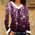 thumbnail image 1 of Contigoes Haut d'Automne 2024 pour Femmes, Col en V Uni, Manches Longues,/rose,(m), 1 of 3