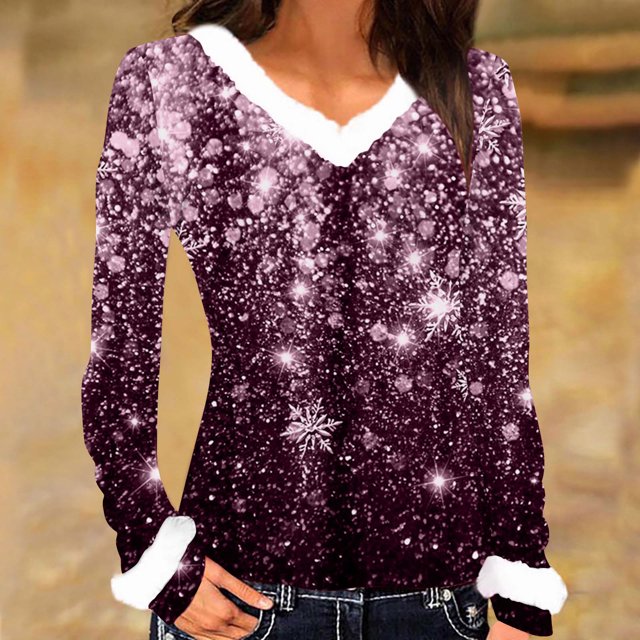 Contigoes Haut d'Automne 2024 pour Femmes, Col en V Uni, Manches Longues,/rose,(m)