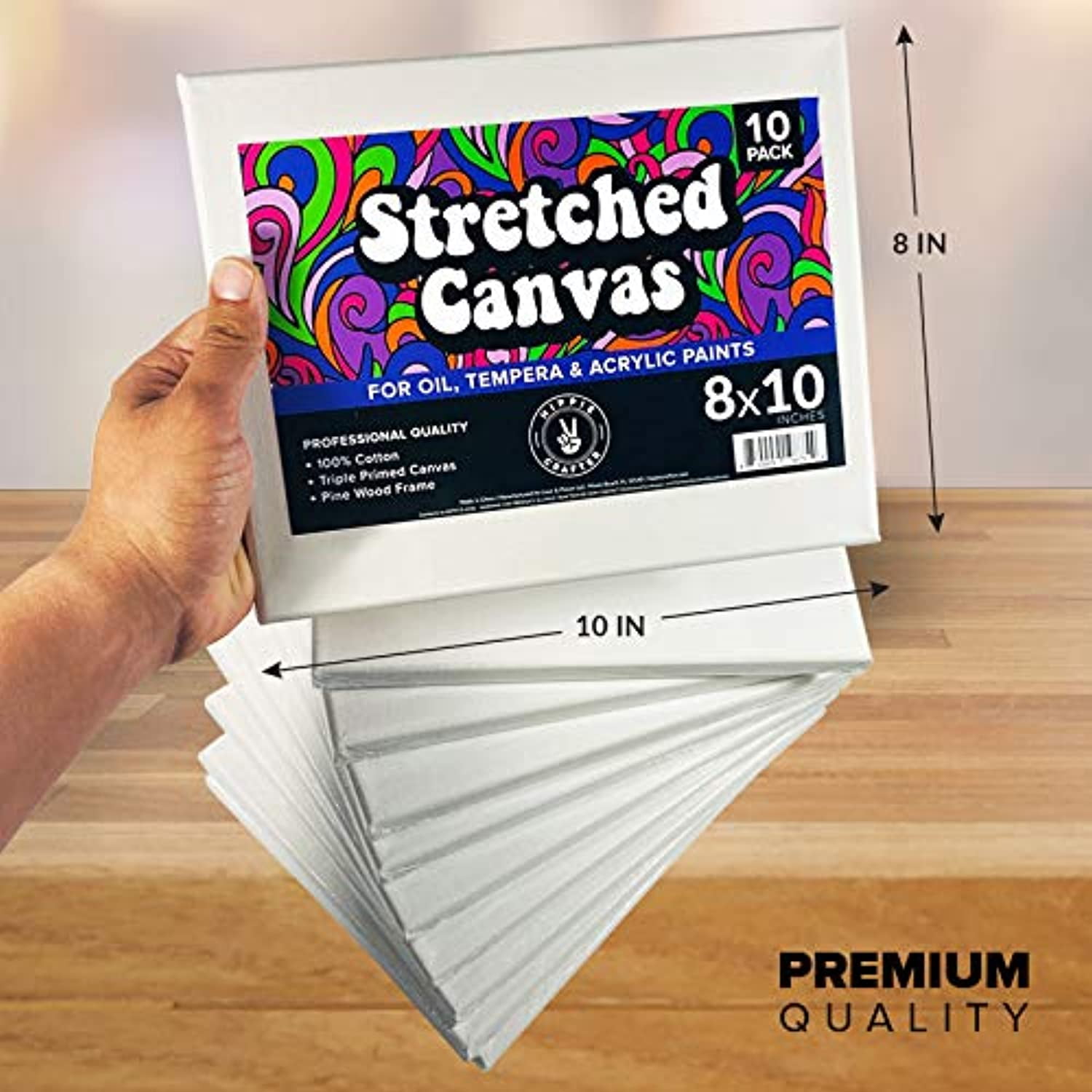 10 Pack Stretched Canvas for Painting 8x10 Blank Art Canvases for Paint