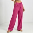 thumbnail image 6 of KIHOUT Women's Wide Leg Pants Drawstring Elastic Waist Loose Fit Casual Trousers with Side Pockets Lightweight Beach Vacation Pants for Summer, 6 of 9