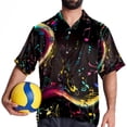 thumbnail image 4 of Note Men's Short Sleeve Hawaiian Shirt Button Down Poplin Beach Casual Printed Unisex Summer Tops, 4 of 6