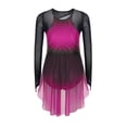 thumbnail image 4 of Doomiva Kids Girls Gradient Figure Skating Dress Shiny Rhinestone Mesh Long Sleeve Dance Competitions Training Outfit Hot Pink 8, 4 of 7