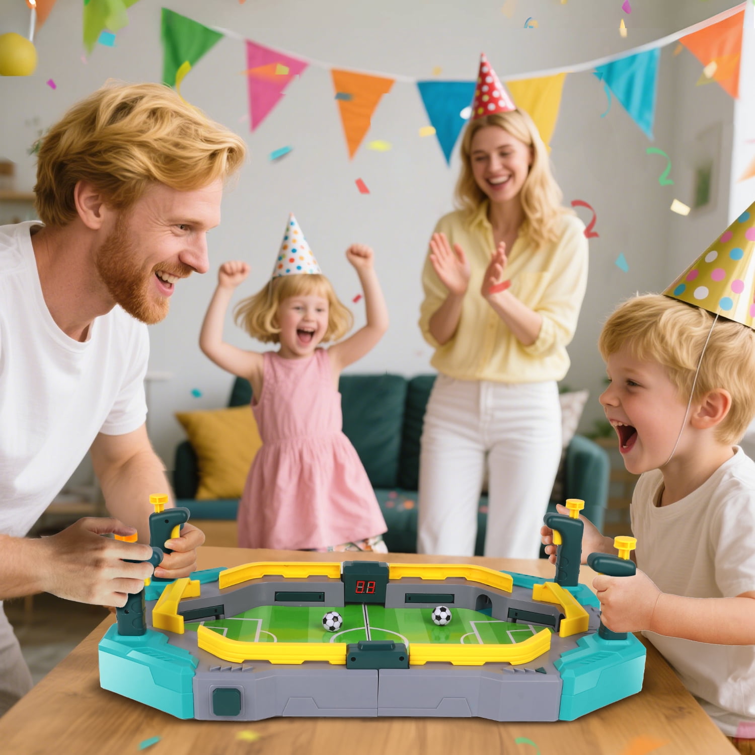 Beefunni Tabletop Foosball Game – Portable Soccer Board Game with Sound & Scoring – Indoor Sport Game Gift for Family & Friends