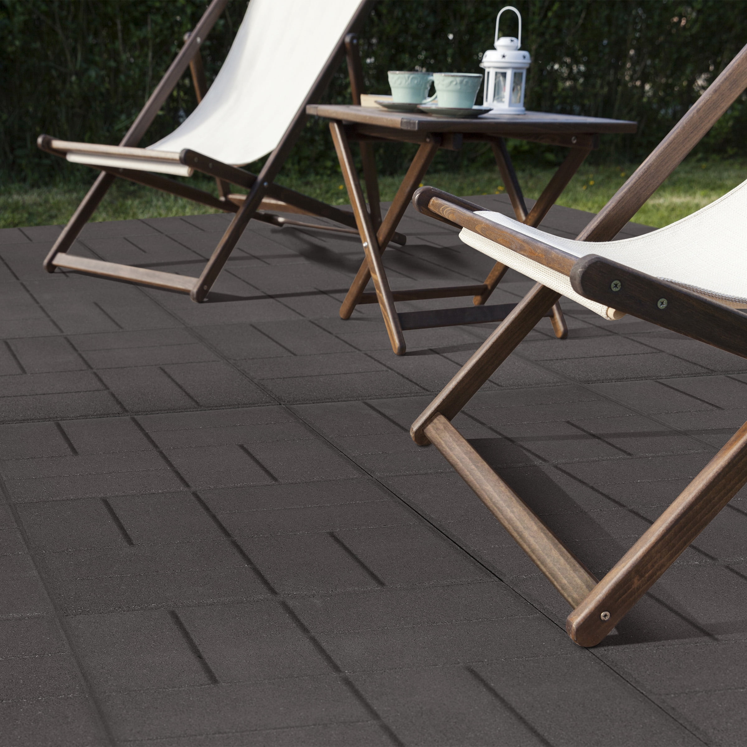 Pure Garden Rubber Deck Tiles 8-Pack - 28SQFT Outdoor Flooring Pavers, Gray