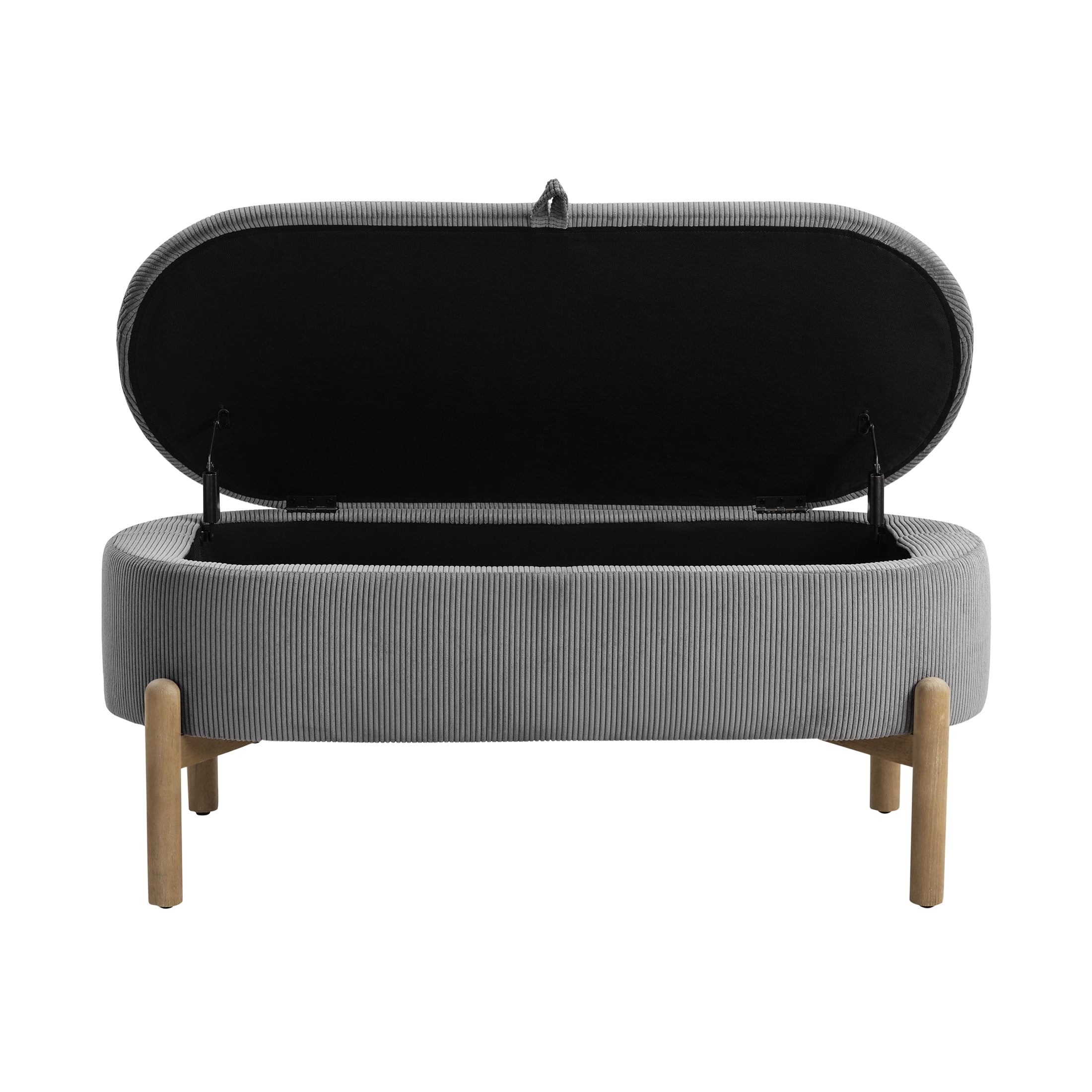 OakvillePark Terralisse Corduroy Lift Top Storage Bench, Gray
