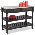 thumbnail image 3 of Homestyles General Line Chariot de Cuisine Roulant en Bois, Noir, 3 of 24