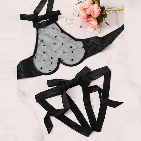 

dmqupv Deal s Today Racy Sleepwear Lingerie Underwear Underwire Corset Women Lace Muslin Rhinestone Lingerie Set for Women Black X-Large