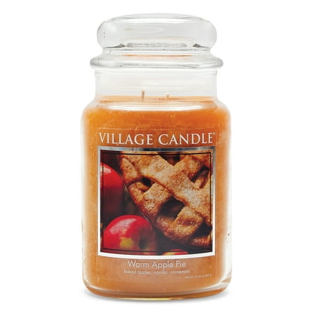 Village Candle Warm Apple Pie Scented Candle, Large 21.25 oz Apothecary Jar