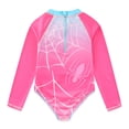thumbnail image 3 of Marvel Spider-Man UPF 50+ One Piece Swimsuit Long Sleeve Rash Guard Bathing Suit (Girls), Sizes 4-7, 3 of 8