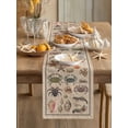thumbnail image 3 of Crabs Table Runner, Retro Sea Star Crab Shell Coral Linen Texture Cotton Linen Kitchen Table Decoration Washable Dining Tabletop Runners for Home Party Decor 13x60 Inches, 3 of 9