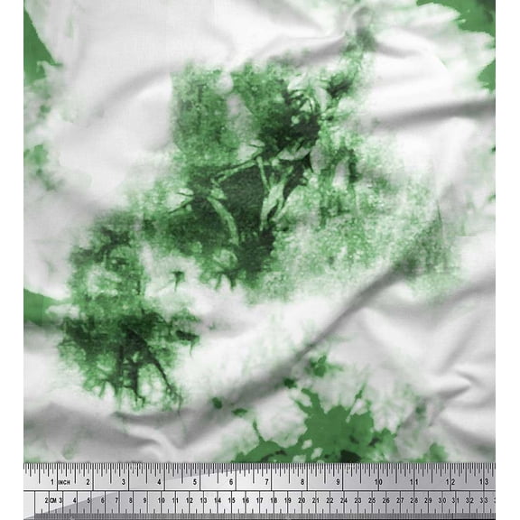 Soimoi Green Cotton Duck Fabric Rays Tie-Dye Print Fabric by Yard 42 Inch Wide