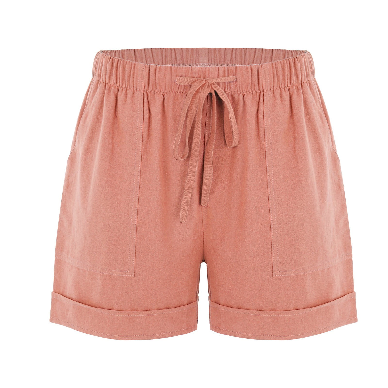 Pink Drawstring Waist Pocketed Lounge Shorts main image 1