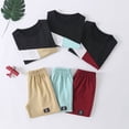 thumbnail image 6 of Fdqin Boys Summer Clothes 4 Pcs Color‑Block Short Sleeve Shirt and Elastic Waist Shorts Sets Beach Vacation Outfit Yellow Red Green 3-4 Years, 6 of 6
