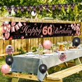 thumbnail image 6 of 60th Birthday Decorations for Women, Rose Gold 60th Birthday Decoration Kit with Happy Birthday Banner, Confetti Balloons, Number 60 Balloon Triangle Flag Banner, 6 of 8