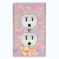 thumbnail image 1 of Metal Light Switch Wall Plate Outlet Cover (2 Teddy Bears With Love Heart Flower Balloon Flower Wreath Purple - Single Duplex), 1 of 2