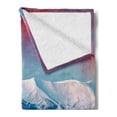 thumbnail image 2 of Landscape Soft Flannel Fleece Throw Blanket, Sunset Dawn in Winter Snowy with Pine Trees Forest Mountain Wiev, Cozy Plush for Indoor and Outdoor Use, 70" x 90", Dark Coral Sky Blue, by Ambesonne, 2 of 5
