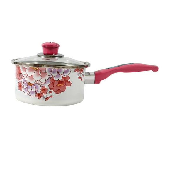 Tnarru Enamel Milk Pot Food Preparation Pan Cooking Pot Multiuse Cookware Sturdy Noodles Pot Easy Clean Soup Pot for Hotel Restaurant