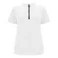 thumbnail image 4 of Summer Zipper T Shirts for Women Collared Neck Short Sleeve Tunic Tops Vacation Ribbed Knit Tees Summer Office Tops, 4 of 6