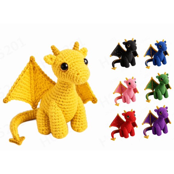 5.9 x 3.1Inch Handmade Crochet Emotional Support Dragon Pocket Buddy, Knitted Dragon Plush with Inspirational Encouragement Card, Anxiety Relief Desk Decor, Warm Fantasy Comfort Gift