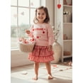 thumbnail image 6 of BemeyourBBs Toddler Baby Girls Valentines Day 2 Piece Outfits Fall Winter Spring Clothes Heart Letter Embroidery Long Sleeve Crewneck Sweatshirt Tops and Plaid Tiered Skirt Set, 6 of 9