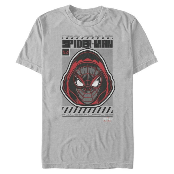 Men's Marvel Spider-Man: Miles Morales Hooded Hero  Graphic Tee Silver 3X Large
