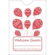 Cashier Depot Keycard Sleeve / Holder " Welcome Guests" Vertical 2-3/8" x 3-1/2" Red, 1000 Sleeve (2 Boxes of 500 each)