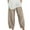 Beige, variant on Frostluinai Cotton Linen Harem Pants for Women Wide Leg Elastic Waisted Lounge Pants Solid Color Beach Vacation Capris Loose Fit Leggings with Pockets