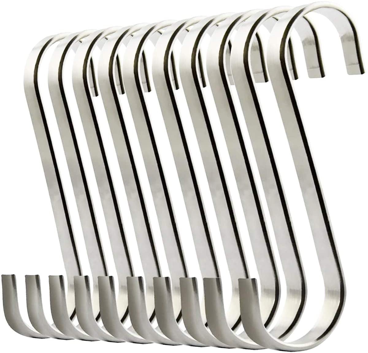 10Pcs S Shaped Hanging Hooks 304 Stainless Steel Hook Clasp for Kitchen Bathroom 