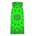 thumbnail image 3 of Classic Paisley Bandana, Neon Green, Purple and Black Spring Summer Dresses for Women Fashion T-shirt Dress Casual Sleeveless Loose Sundress with Pockets, 3 of 5
