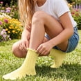 thumbnail image 4 of Cloaraye Kids Girls Socks Knitting Cotton Crew Socks Solid Color Ruffle Socks for 1-12 Years Old, 4 of 5