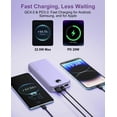 thumbnail image 4 of Cargador portátil Power Bank de 1200 mAh con cables integrados, color morado, 4 of 8