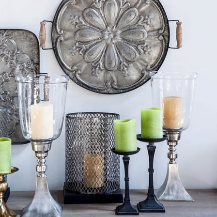 Round Tray - Iron Serving Tray with Wood Handles - 28.4" Decorative Accent