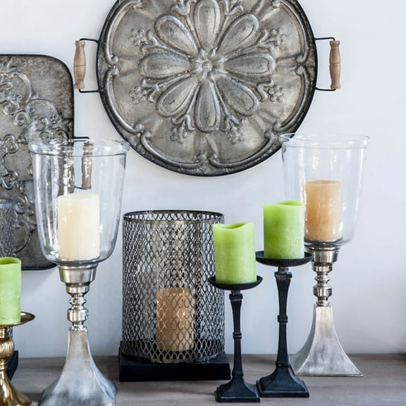 Round Tray - Iron Serving Tray with Wood Handles - 28.4" Decorative Accent