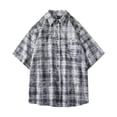 thumbnail image 2 of WREESH Men's Button Down Shirts Casual Fashion Plaid Short Sleeve with Turn-Down Collar and Pockets for a Summer Style Black, 2 of 8