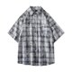 thumbnail image 1 of Mens Manga Corta Botón Abajo Camisas Cuadrado Gira Abajo Cuello Casual Camisa para Hombres, Blusa de Verano de Poliéster, 1 of 7