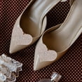 thumbnail image 4 of Miangastore 2pcs Heart Shoe Clips For Women Elegant Rhinestone Shoe Jewelry Clips Detachable Shoe Clips For High Heels Heart Shoe Detachable Clip, 4 of 9
