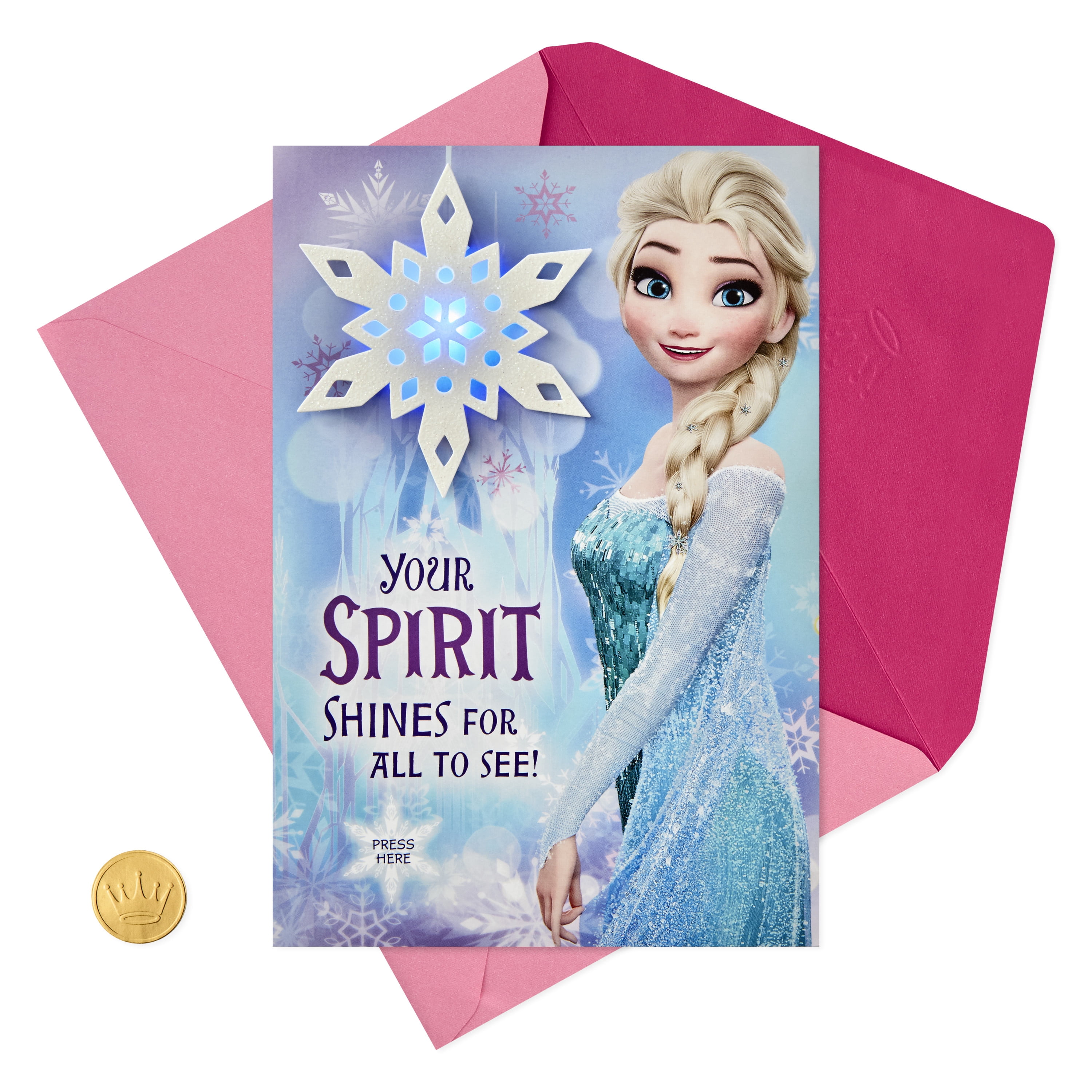 (4 pack) Hallmark Disney Frozen Musical Christmas Card for Kid (Plays Let it Go)