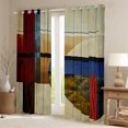thumbnail image 2 of Manfei Vintage Abstract Geometric Black Out Curtains,Rustic Farmhouse Cabin Curtains Pack of 2 (42x63 Each),Beige Brown Red Bedroom Curtains For Adults,Ultra Soft Home Decor, 2 of 6
