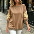 thumbnail image 2 of Wensltd Women Sweatshirt Round Neck Three Quarter Sleeve Soft Pullover Casual Loose Fit Tops, 2 of 8