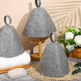 thumbnail image 5 of 3 piezas de gorro de sauna, gorro de baño de fieltro, gorro de lana, gorro de sauna absorbente ucraniano para hombres y mujeres, accesorios para sauna, ducha, baño de vapor (gris), 5 of 5