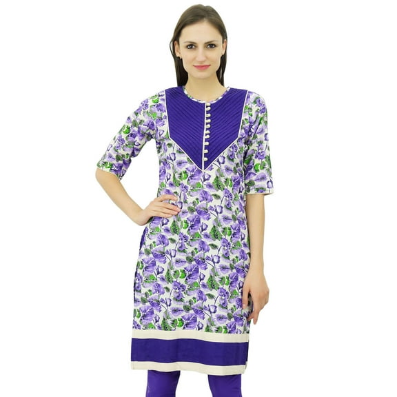 Bimba Ladies Cotton Kurta Floral Kurti Classic Casual Indian Short Tunic Blouse