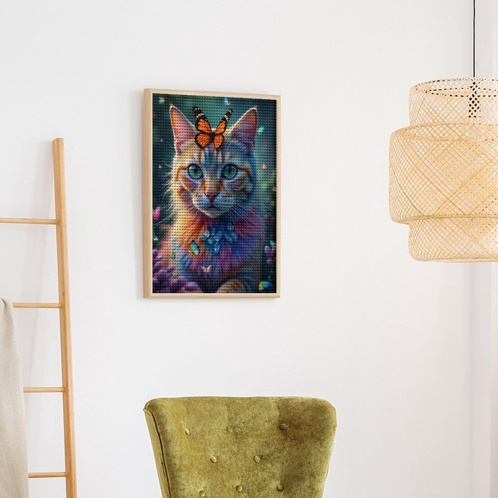Diamond Art Kits for Adults - Cat Butterfly Gem Pastel Nature 5d Diamond Painting for Adults, Diamond Art for Adults Beginners, Frameless Diamond Painting Kits for Adults for Home Wall Decor