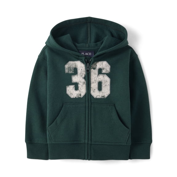 The Children's Place Baby And Toddler Boys Active Long Sleeve Varsity Premium Fleece Zip Up Hoodie, Sizes 6M-5T