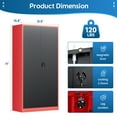 thumbnail image 3 of Fesbos Metal Storage Cabinet with Locking Doors, Red Black Garage Lockable Steel Cabinets with 2 Doors and 4 Shelves for Home, Garage, Pantry Workshop Warehouse, 3 of 12