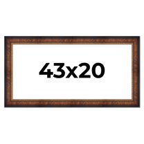 43x20 Frame Brown Walnut Gold Ornate Trim Solid Wood Plein Air Picture Frame | 3 Inch Moulding
